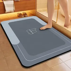 Silica Mud Bath Mat, Non-Slip Quick-Dry Absorbent Easy Clean, Rubber Bottom, Ideal for Shower Room Laundry Kitchen, Diatomite Bath Mat, Quick Drying Mat, Non Slip Mats, Non Slip Bathroom