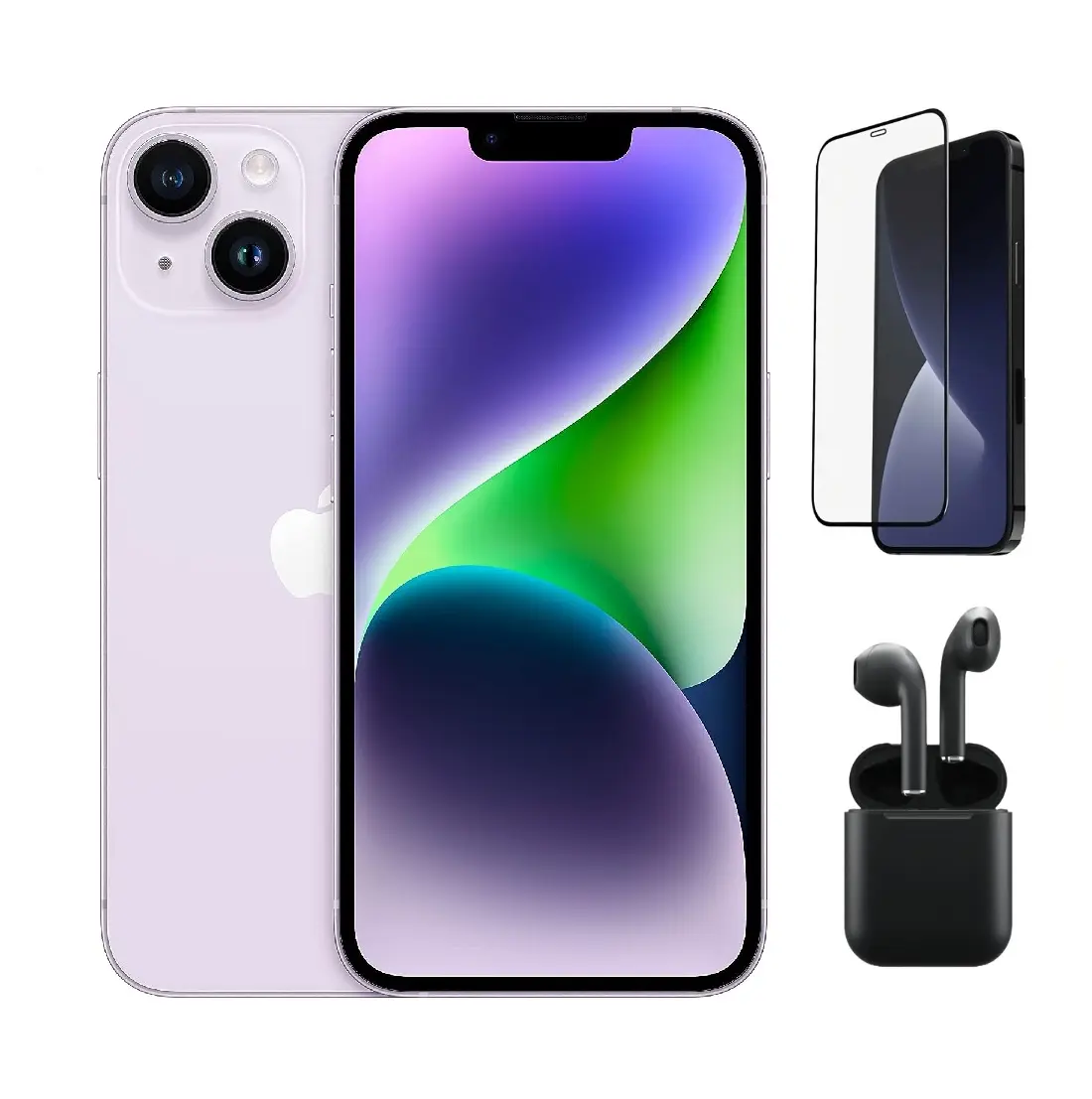 Refurbished Apple iPhone 14 (Fully Unlocked) A2649 Good Condition Bundle with Wireless Earbuds, Tempered Glass Screen Protector & 1 Year Warranty