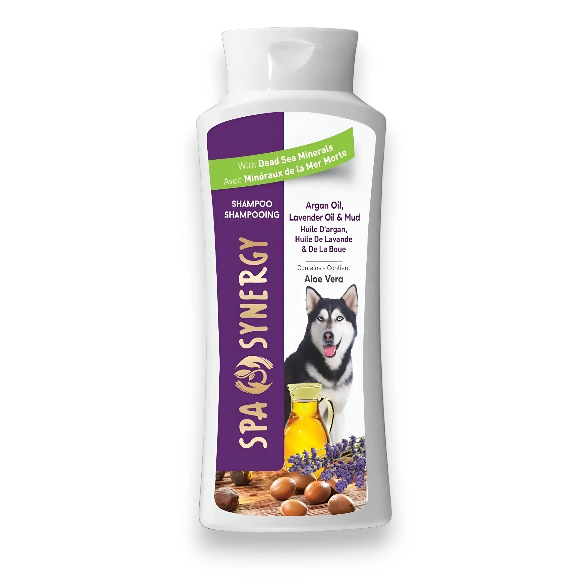 Spa Synergy Dog Dead Sea Mud Shampoo with Argan Oil & Lavender Oil, Enriched with Dead Sea Mud & Vitamin E, Moisturizing & Anti-Shedding Formula pet shampoo sensitive skin