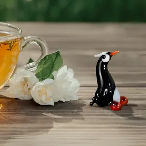 Penguin Figurine, Mini Glass Murano Quality Lampworking Glass Figurine, Hand Made In Ukraine, A Great Addition To Your Collection
