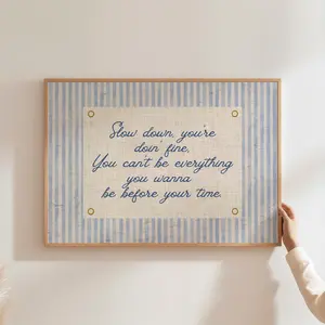 Slow Down Your Doing Fine Print, Uplifting Quote Art Print, Billy Joel Lyric Poster, Daily Reminder Art, Navy Blue Typography Vintage, Home Decor