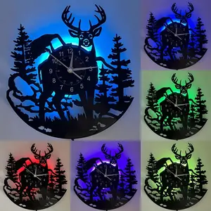 Vinyl Record Wall Art Clock with Moose Design, Silent Decorative Battery Operated Clock for Living Room Bedroom Decor, Perfect for Birthdays, Christmas, New Year, Home Decor