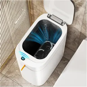 Bathroom Trash Can with Lid- 3.5 Gallon Rechargeable Motion Sensor Trash Can, Automatic Garbage Can with Automatic Suction Bag Feature, Bin for Bedroom, Kitchen, Office