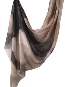Elegant Silk Scarf with Ink Wash Print Design, Versatile Lightweight Shawl for All Occasions, Stylish Bandana & Headscarf Accessory