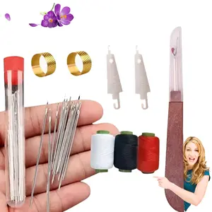 34/36-Piece Hand Sewing Needle Kit, Sewing Tool Kit with Storage Case, Includes Large Eye Needles, Threaders, Blunt Needles, Scissors, Perfect for DIY Projects steel repair thin handmade