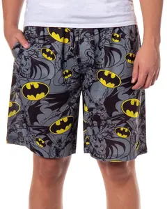 DC Comics Men's Batman Bat Symbol Allover Print Adult Lounge Sleep Pajama Shorts
