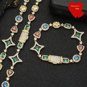 UUR Colorful Iceout Gemstone ZC Braclet,Necklace For Men and women,unsiex fashion Jewelry Fathersdaygift Jewellery Jewellery