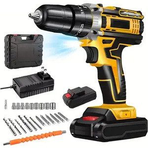 Cordless Drill Tool Set  21V Electric Power Drill with 1.5AhLithium-ion Battery and Charger–USB/Type-C Rechargeable, Portable, All-in-One DIY & Home Toolbox Kit. Halloween/Thanksgiving/Christmas—The Best Choice for Gifts