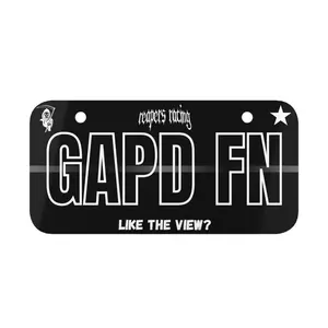 Reapers Racing GAPD FN Mini License Plate 6" x 3" - Racing Car Decor, Durable Aluminum with Pre-Drilled Holes for Car, Motorcycle, Funny Vehicle Magnet