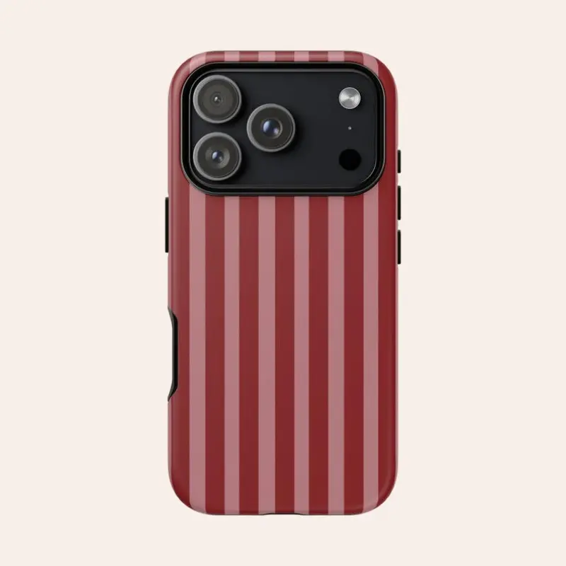 This 2-in-1 phone case features burgundy and pink stripes, offering durability, shock absorption, Shockproof protective cover. Compatible with iPhone 17,16,15,14,13,12,11 Pro Max Plus, Samsung Galaxy S25,S24,S23 Ultra