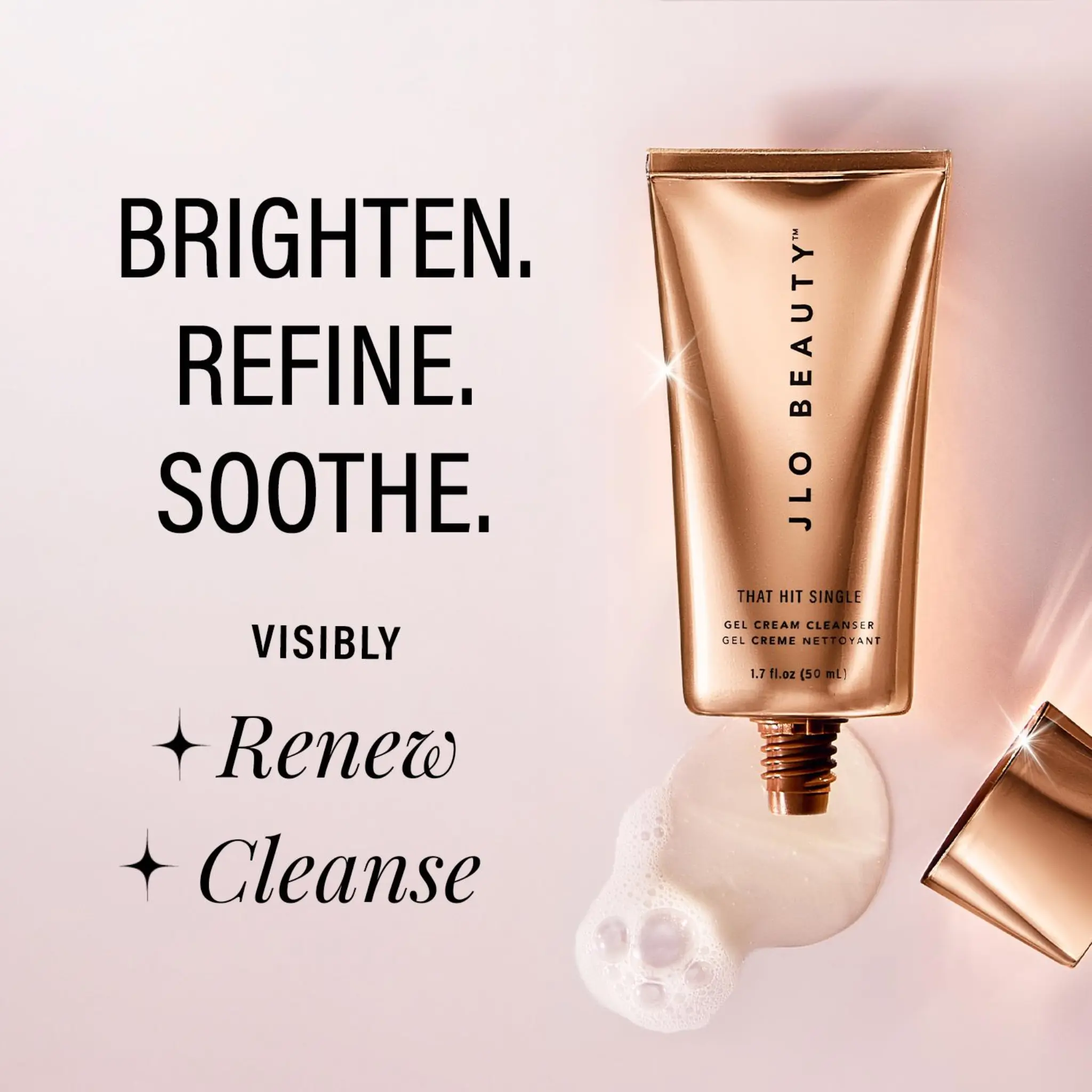JLO BEAUTY That Hit Single Gel Cream Cleanser, Soothing & Nourishing Face Wash with Olive & Salicylic Acid for Clogged Pores, Sulfate-Free, Nourishing Cleanser