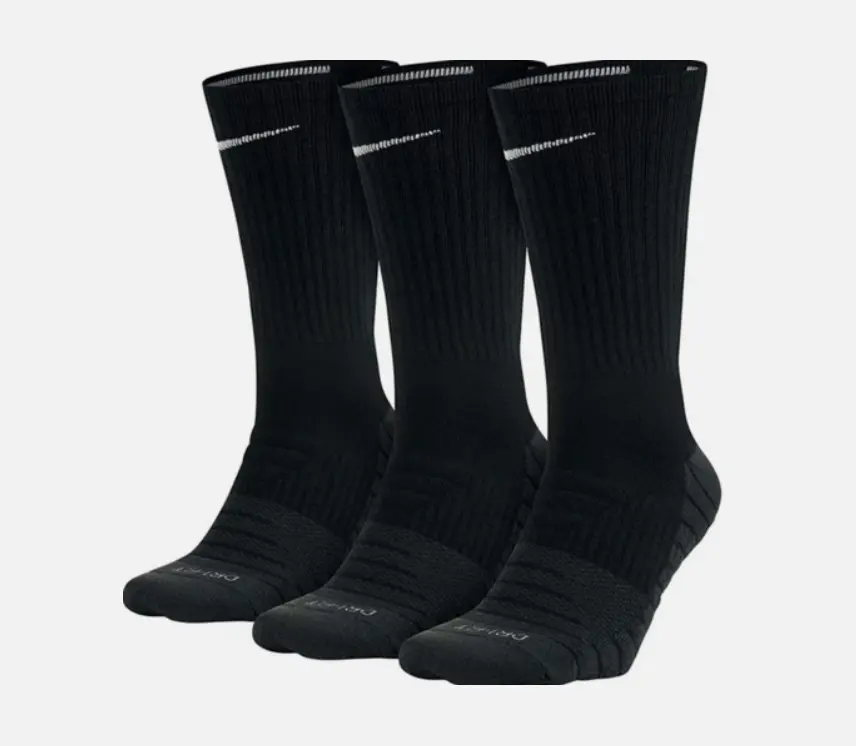 Nike Everyday Max Cushioned Training Sports Socks, Black, 3-Pack, Size X-Large