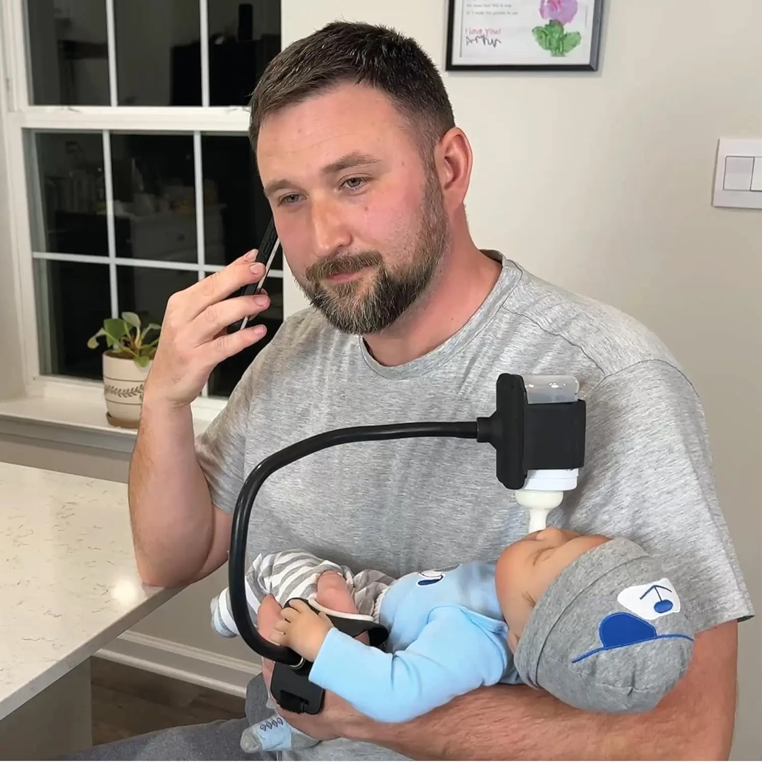 Baby Bottle Holder |   for Parents, Caregivers & Grandparents |   Patent-Pending |   Suitable for All Bottle Sizes |   (Black)