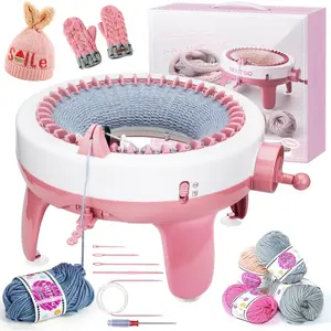 40 Needles,Smart Loom Knitting Machine,Knitting Board Rotating Double Knit Loom Machine for Adults/Kids Gift,DIY Knit Scarf Hat Sock(with Wool)