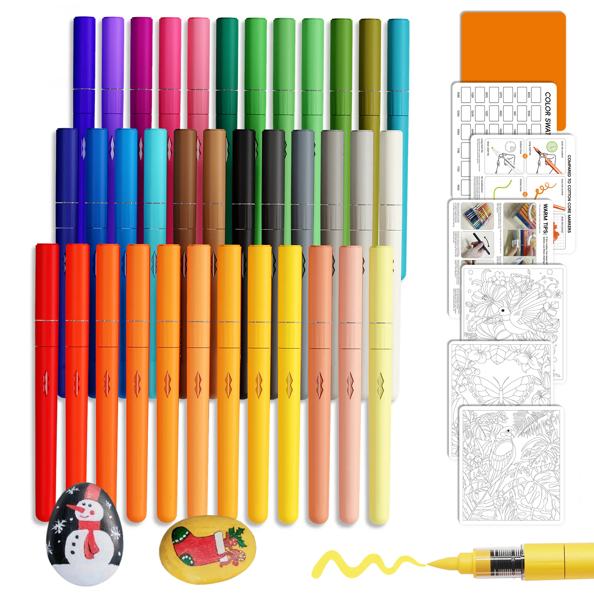TIMETOME 36 Color Acrylic Markers with Transparent Organizer Box for Kids & Adults Vibrant Creativity Waterproof Fade-Resistant Flexible Brush Tips for DIY Art Supplies Coloring Materials Set