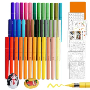 【Deals For You Days】TIMETOME 36 Color Acrylic Markers with Transparent Organizer Box for Kids & Adults Vibrant Creativity Waterproof Fade-Resistant Flexible Brush Tips for DIY Art Supplies Coloring Materials Set