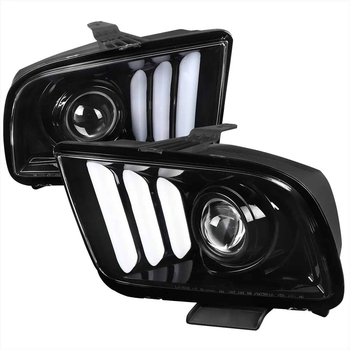 2005-2009 Ford Mustang LED Bar Projector Headlights (Jet Black Housing/Clear Lens) 2005-2009 Ford Mustang LED Bar Projector Headlights (Jet Black Housing/Clear Lens)