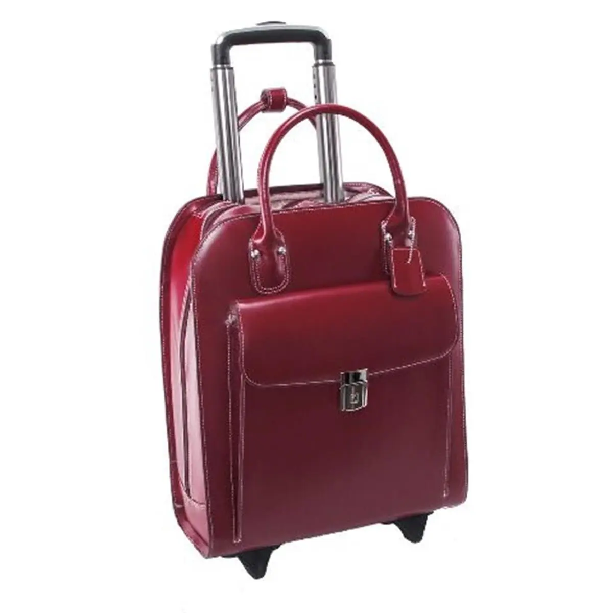 212 MAIN Uptown Leather Vertical Wheeled Ladies Briefcase - Leather Business Bag, Red, 15.6 in. Laptop Compatible, 13.5x6x16 in. Dimensions