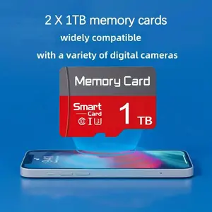 2-Pack × 1TB Flash memory micro SD card, TF/SD memory card set, suitable for smartphones, tablets, PCS, automotive audio, game console adapters surveillance system