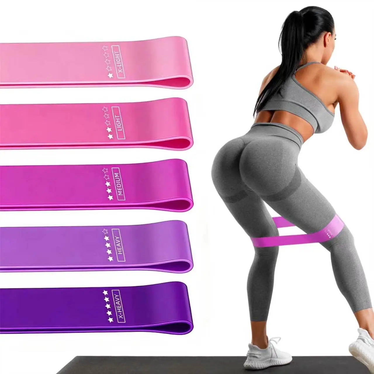 JakkoFoxx 5-Level Resistance Bands Set, Gradient TPE Loop Exercise Bands for Lower Body and Full Body Training, Elastic Fitness Bands with Carry Bag for Home Gym, Yoga and Strength Training