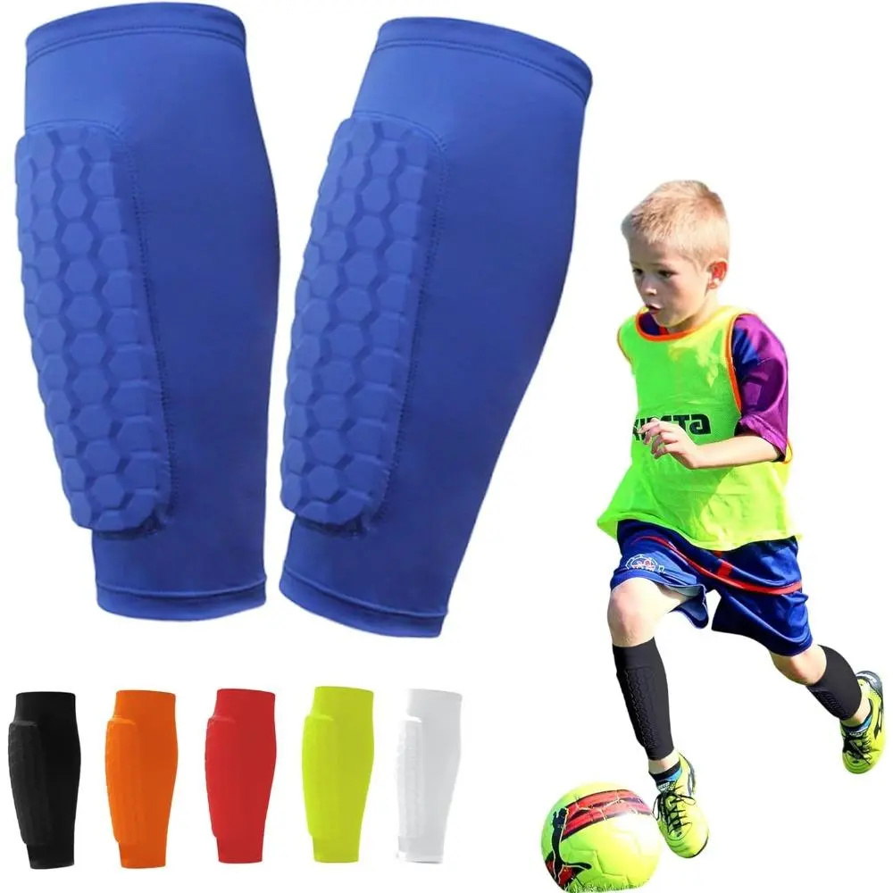 Soccer Shin Guards Pads for Youth Adult, Shin Defender Shin Guards For Kids, Calf Compression Sleeve with Honeycomb Pads, Protective Soccer Shin Pads Gear for Boys, Girls