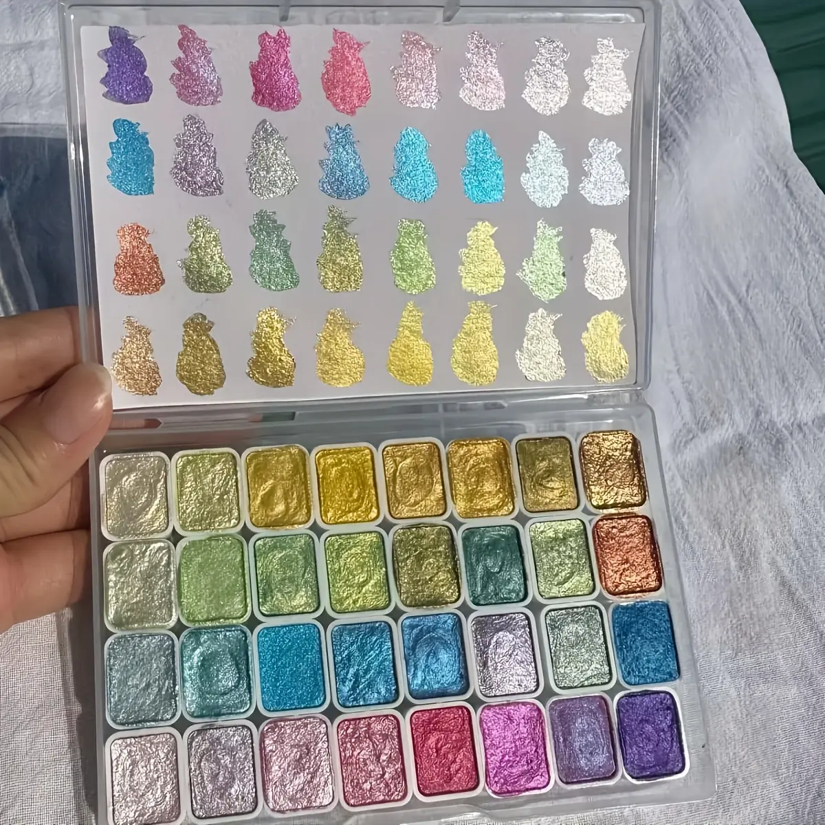 32 Color Pearl Watercolor Paint Set - Vibrant solid paint blocks for Chinese painting, Thangka, calligraphy, Watercolor Painting Supplies, DIY Painting Supplies