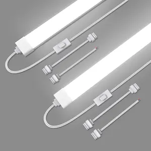 5000K LED Ceiling Light Fixture, 2FT with Plug Linkable, 2PCS Waterproof LED Tube Light Under Cabinet Lighting,Closet Light 18W for Garage Kitchen Bathroom Workbench and Office