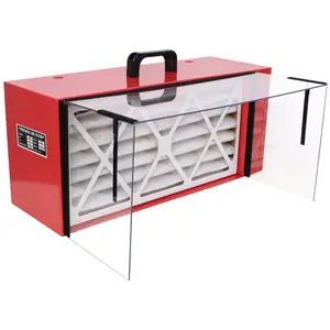 Portable tabletop dust collector,Maximum Air Flow 725CFM; Each fan runs on a 110V variable speed motor; Total Running Amps 1.29AMPS, Red color