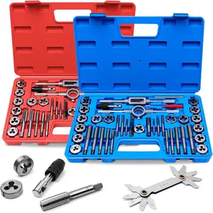 80 PCS Tap and Die Set SAE and Metric, Standard and Metric Threading Tool Kit for Internal and External Threads, Tap & Die Sets with Wrenches for Automotive, DIY, and Metal Repair
