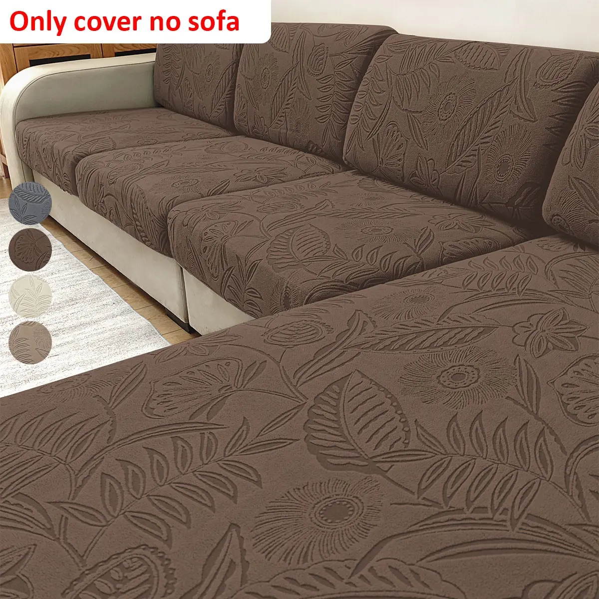 Elastic Sofa Cushion Cover, Dustproof Sofa Slipcover, Stretch Sofa Slipcover, Sofa Protector Slipcover, Leaf Flower Pattern, All-Season, Anti-Shed, Pet-Friendly, Home Protection Decor
