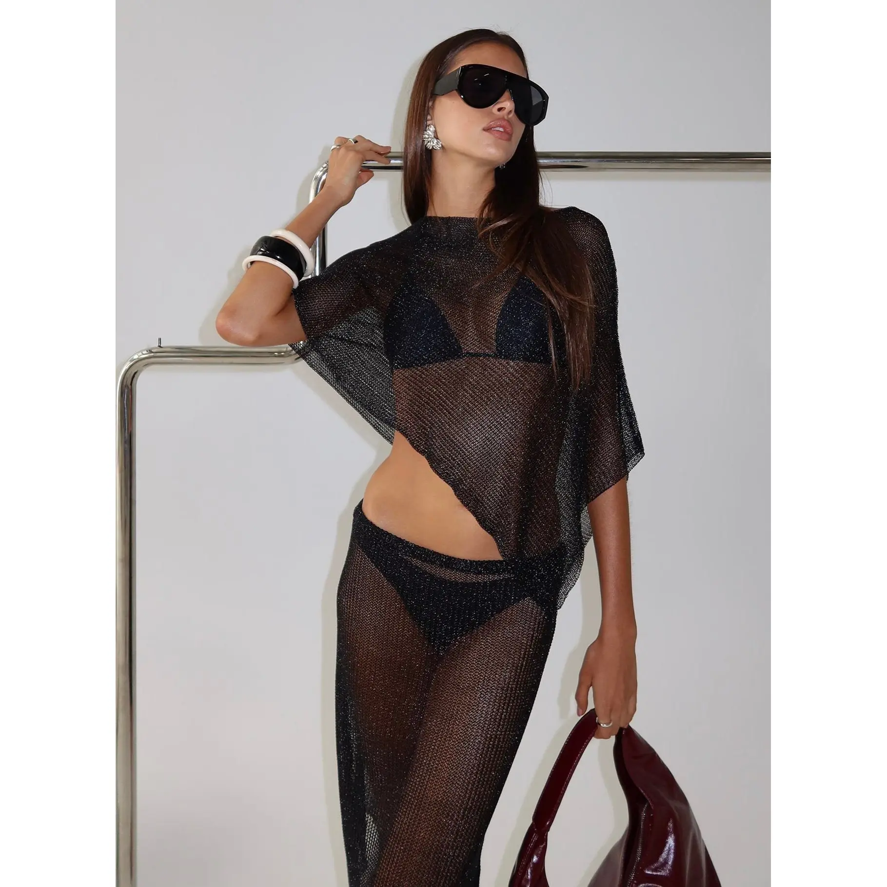 Luminous Sheer Poncho Black
