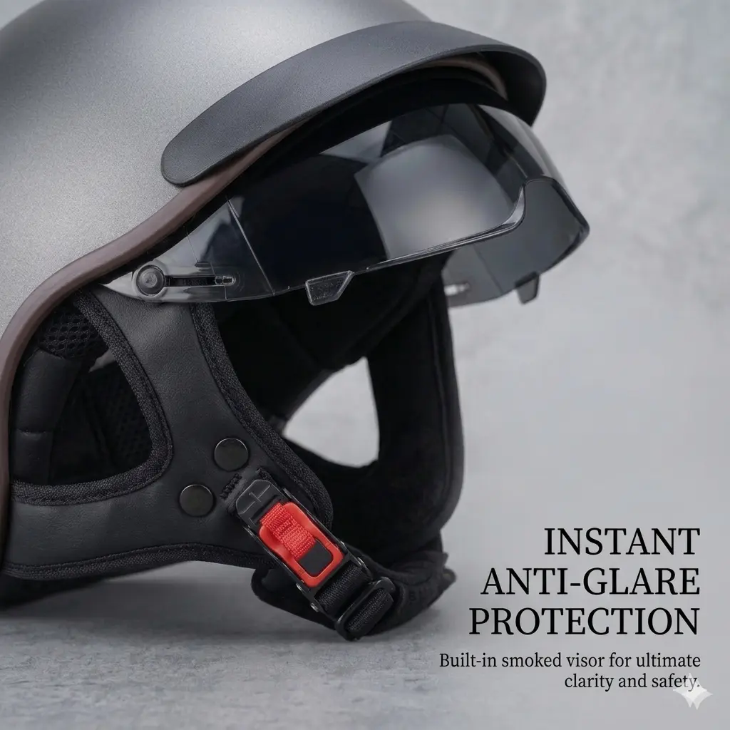 american motorcycle helmet designs ILM Vintage Full Face Motorcycle Helmets Model Z502 Matte Black / Small