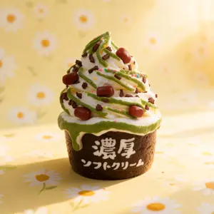 Pawtoto Matcha Red Bean Ice Cream Squishy Toy Handmade Food Grade Silicon Creamy Clay Feel Soft Quick Rebound