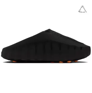 Black Thick-Soled Massage Slides, Orange Spherical Outsole, Breathable Fabric Upper, Pre-Game Recovery Tech Mules