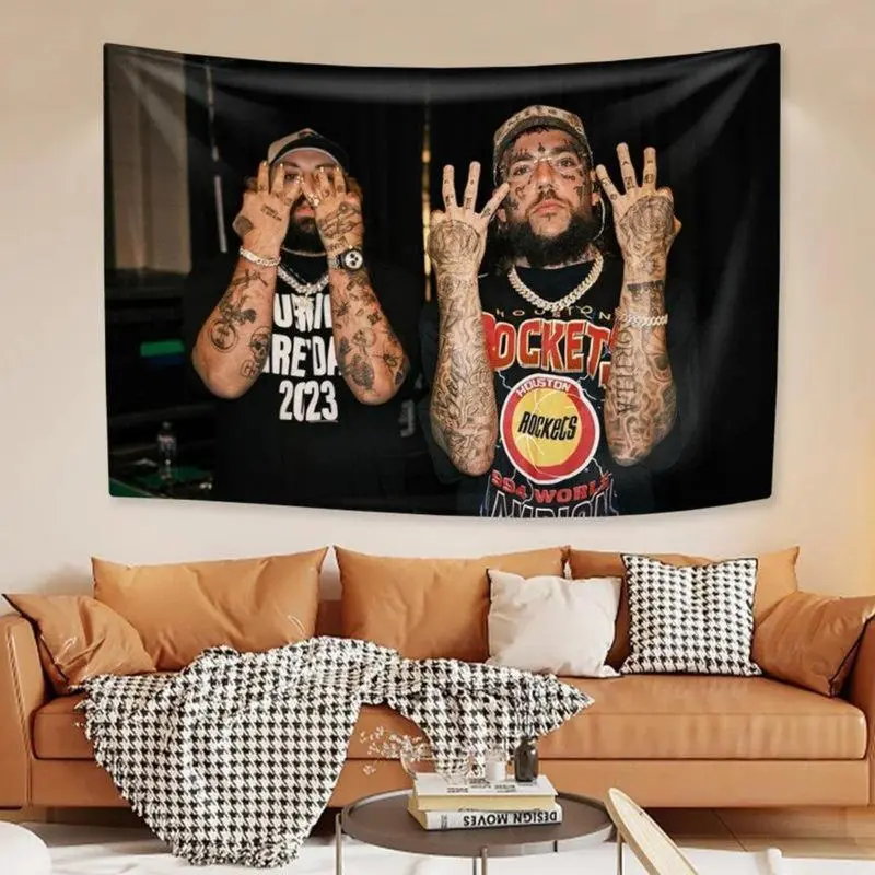 Suicide Boys Theme Print Tapestry Wall Mural, Indoor Home Bedroom Decor, Tapestry Wall Hanging Art for Gift Choice, Light, Cotton