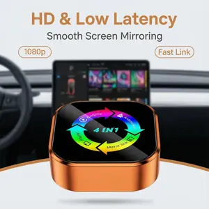 2026 New 4-in-1 CarPlay Wireless Adapter Wireless Carplay Dongle - iPhone/Android Compatible | Fast Connection, Hands-Free Calling, AirPlay, Mirror Link, Netflix, Youtube type-c adapter Bluetooth 5.0 fast transmission, ultra-HD stereo sound