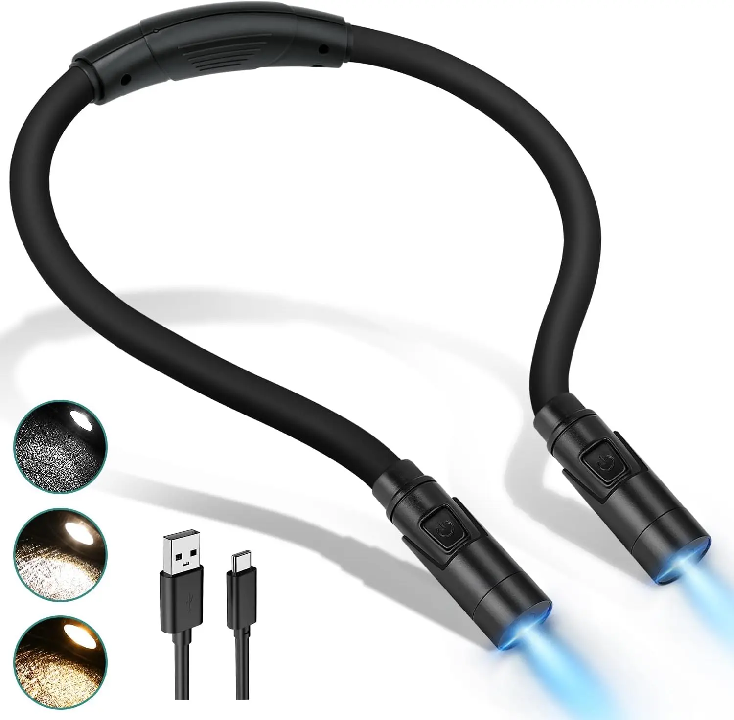 Neck Light for & - Book Lights for Reading in Bed – 3 Color Modes, Dimmable, Eye-Care LED, Hands-Free Neck Light for Repairs