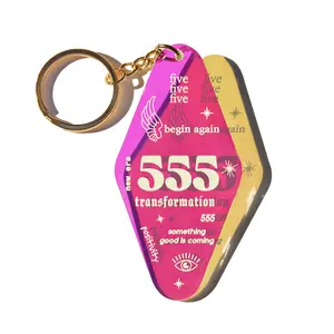 555 TRANSFORMATION ANGEL NUMBER IRIDESCENT KEYCHAIN