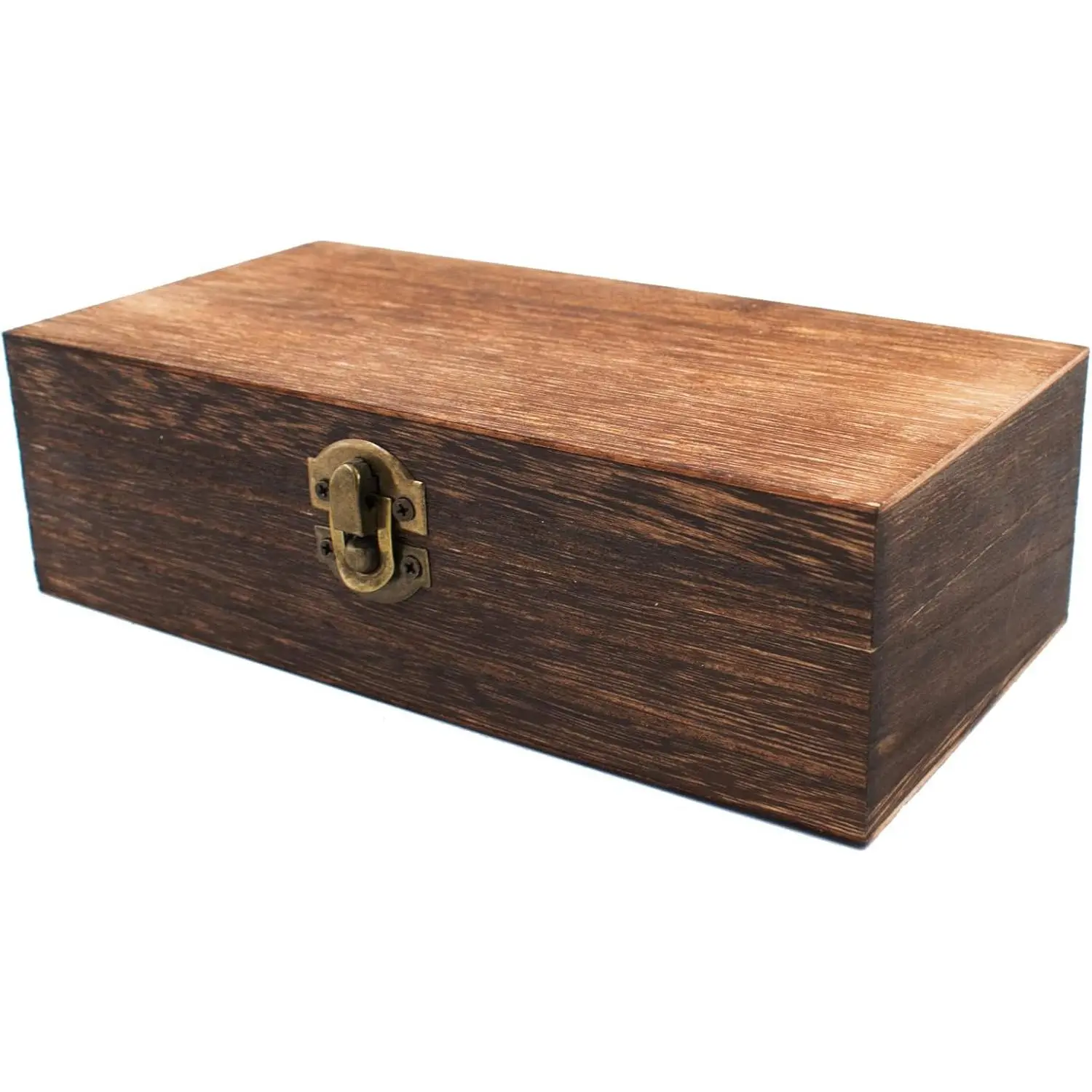 Rustic Vintage Large Rectangle Solid Wood Storage Box with Lid - Brown, Smooth Home Organizer Bin for Toy Storage, 7.87*3.93*2.36in Home Supply
