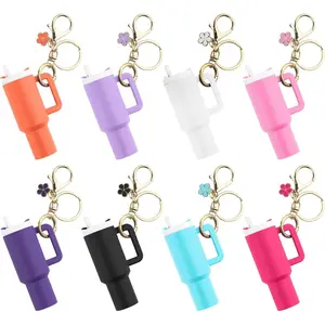 8-Pack Resin Mini Tumbler Keychain, Colorful Chapstick Holder for Stanley Cup, Fashion Keychain Accessory for Women
