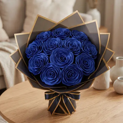 Silk Satin Artificial Floral Bouquet - 12/24/48pcs Ribbon Roses Finished Arrangement, 12pcs Fast DIY, Wedding Home Decor, Cost-Saving Long-Lasting Reusable Blooms, Boxed for Auspicious Setup