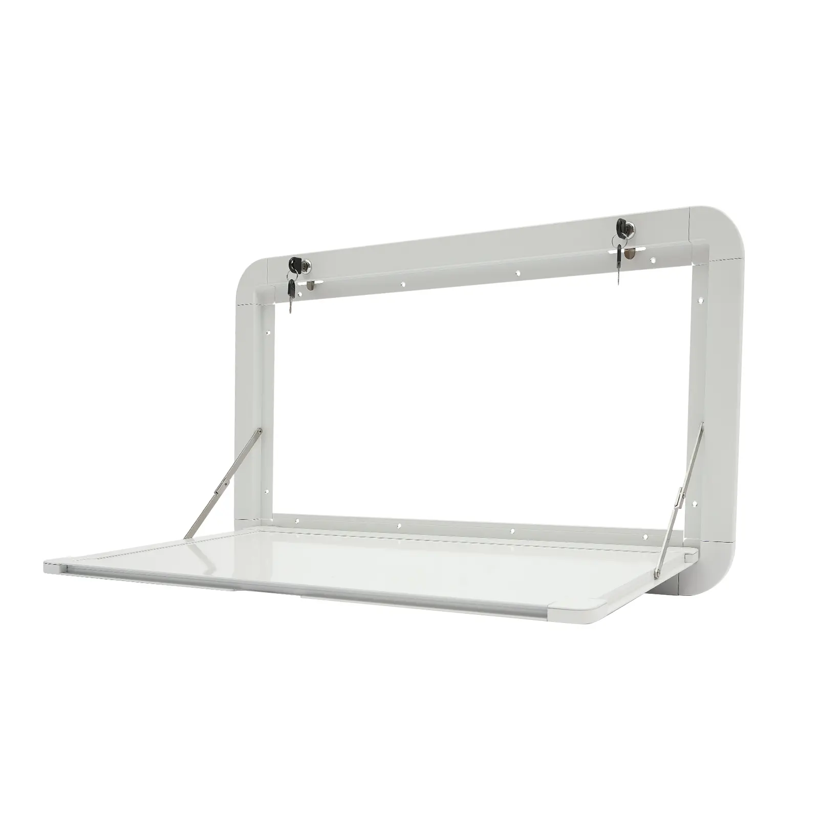 Aluminum Folding RV Wall Table with Shelves, 55lb Capacity, 80x45cm Size for Camper Van, Home Workshop, Aluminium