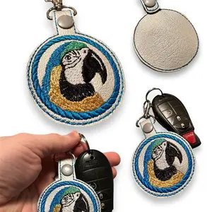 Embroidered Macaw Keychain | Blue and Gold Macaw | Parrot Keychain | Parrot | Keychain | Keyfob