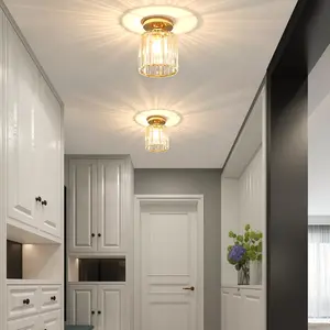 Crystal Pendant Light Mini Crystal Ceiling Lamp Fixed Device Semi-Embedded E27 Ceiling Light for Hallway Corridor Entrance Kitchen Ceiling Light Fixture