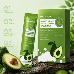 maxodo Avocado Bubble Facial Mask - Glycerin-Infused Moisturizer with Avocado Oil, PHA, BHA, AHA, Lightweight Nourishing Hydrating Formula, 12 Individual Packs