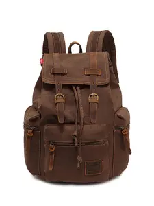 Vintage Canvas Backpack, Trendy Backpack, Casual Label  Patched Design Backpack with Belt, Fashionable Backpack for Men & Women for Daily Use