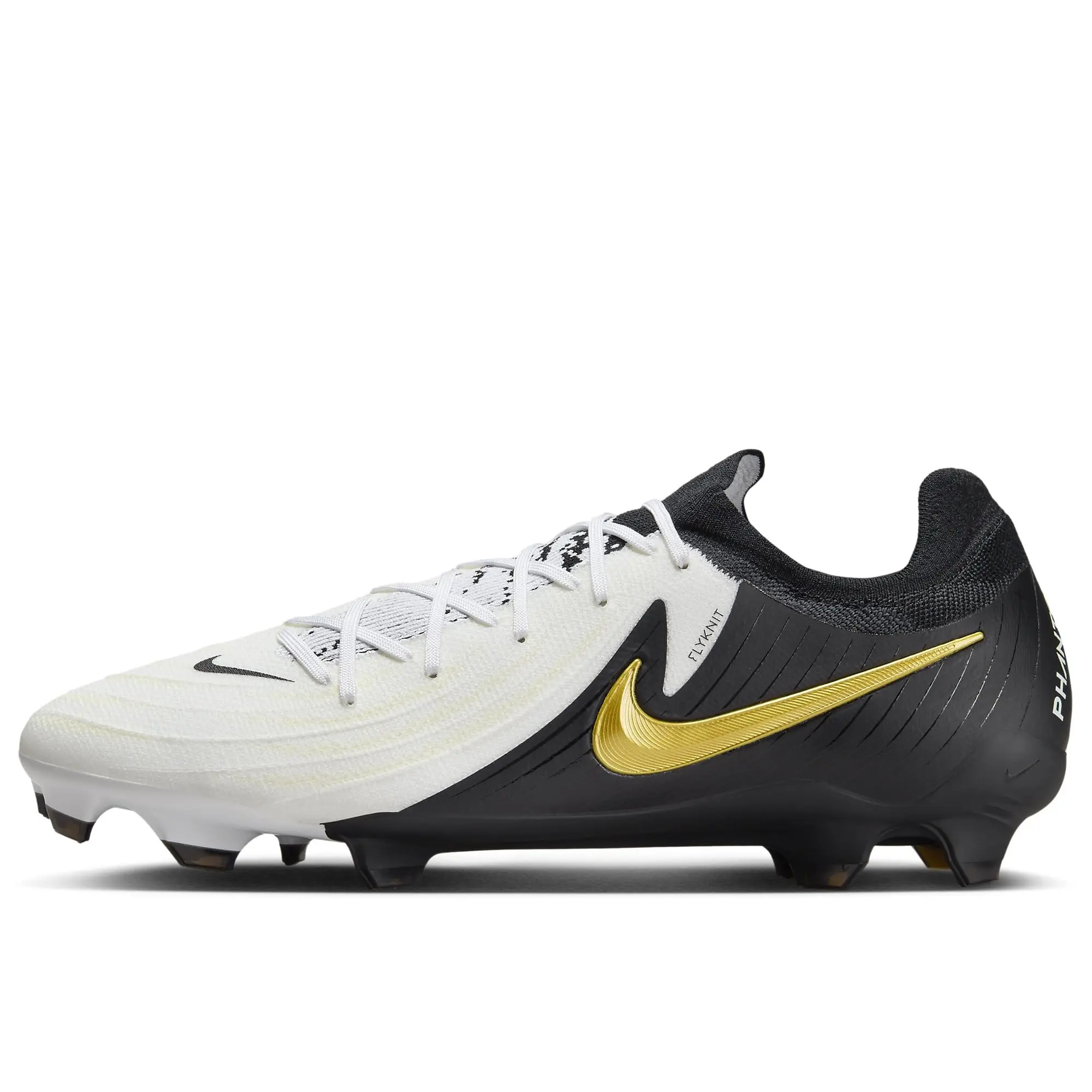 Nike Phantom GX 2 Pro FG Firm Ground Soccer Cleat - White/Black/Metallic Gold 10M/11.5W