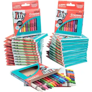 IDIY Individually Packaged Wrapped Boxes Wax Crayons 24 Boxes of 12 Colors 288 pc Total ASTM Safety Tested for Kids Teachers Classrooms Coloring Materials Set Supplies