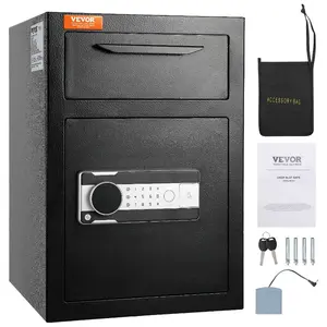 【DealsForYouDays】 VEVOR 2.5 Cub Depository Safe, Deposit Safe with Drop Slot, Electronic Code Lock and 2 Emergency Keys, 20.27''x 13.97''x 13.97'' Business Drop Slot Safe for Cash, Mail in Home, Hotel, Officedealsforyoudays
