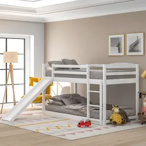 Bellemave Twin over Twin Bunk Bed with Convertible Slide and Ladder , White(Old SKU:WF 281725 AAK) Unique Bedroom Furniture Kids Furniture Bedroom room accessories bed frame